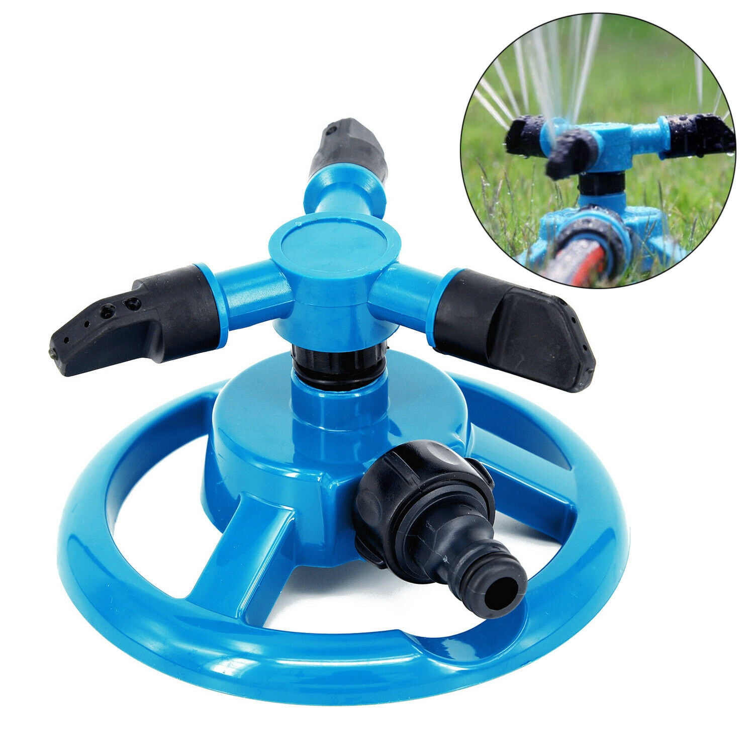 Details about   360 Degree Lawn Circle Rotating Water Sprinkler 3-Nozzles Garden Hose Irrigation 