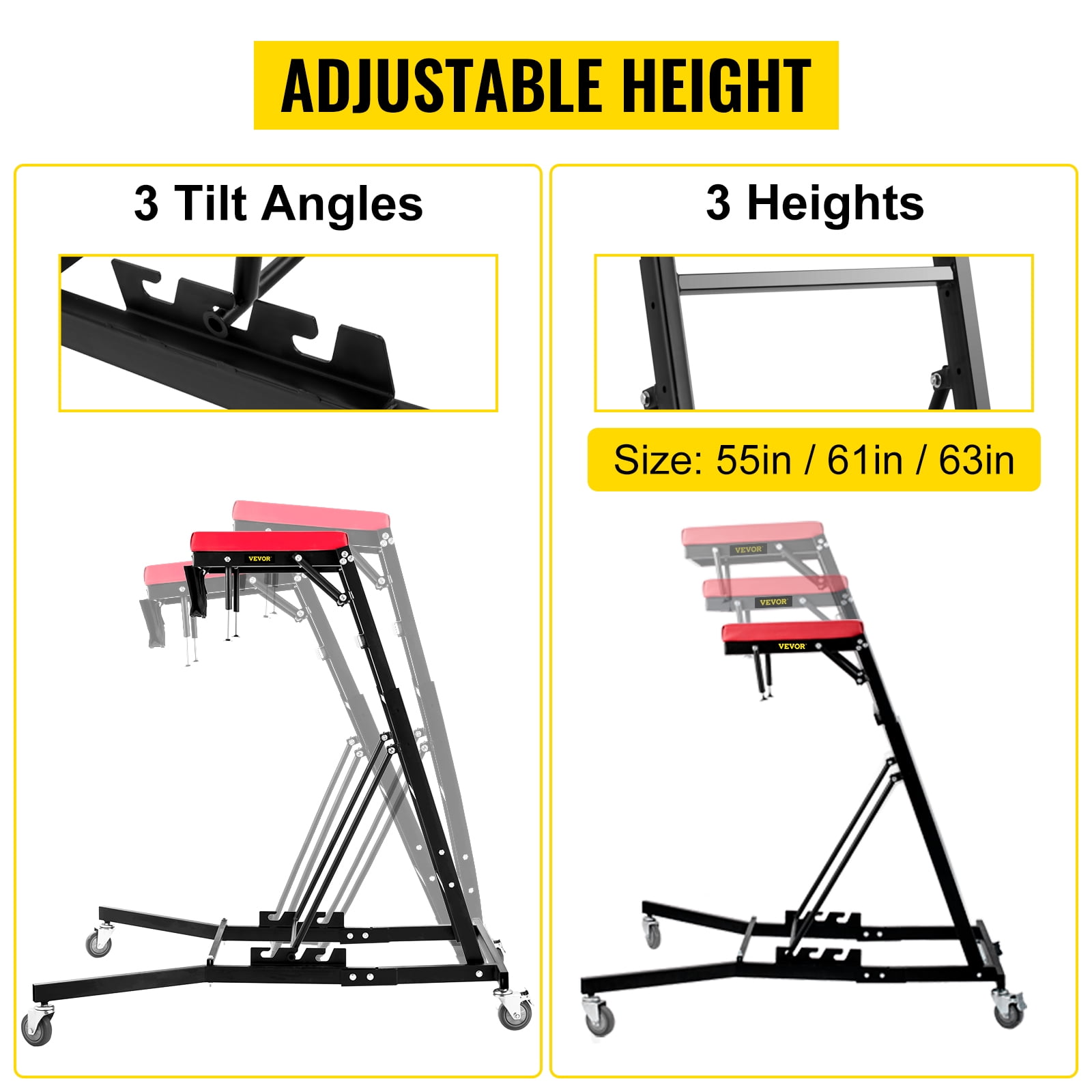 Z/C Collapsible High Top Creeper Mechanics Top Side Creeper,Adjustable Height Capacity 200 KG with Caster 