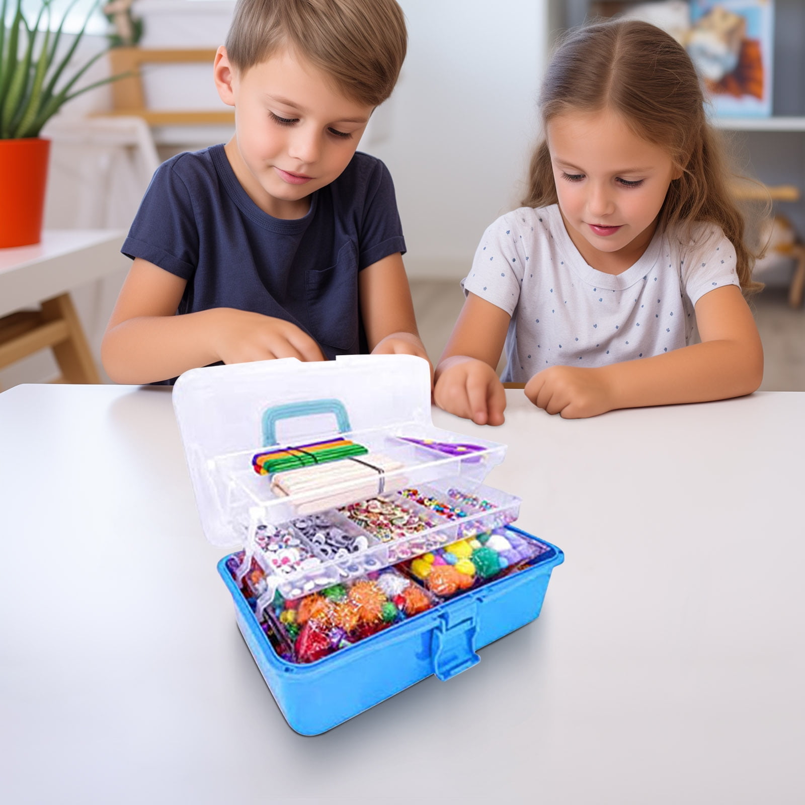 Arts and Crafts Kit for Kids Ages 2-4 Kids Art Set Craft Kits, DIY Tote Box Children’s Gift Set with Complete Art Supplies for Toddler Creative Play