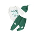 thumbnail image 1 of SUNSIOM Baby 3Pcs Irish Outfits Long Sleeve Romper + Shamrock Embroidery Pants + Hat Set Infant Clothes, 1 of 6
