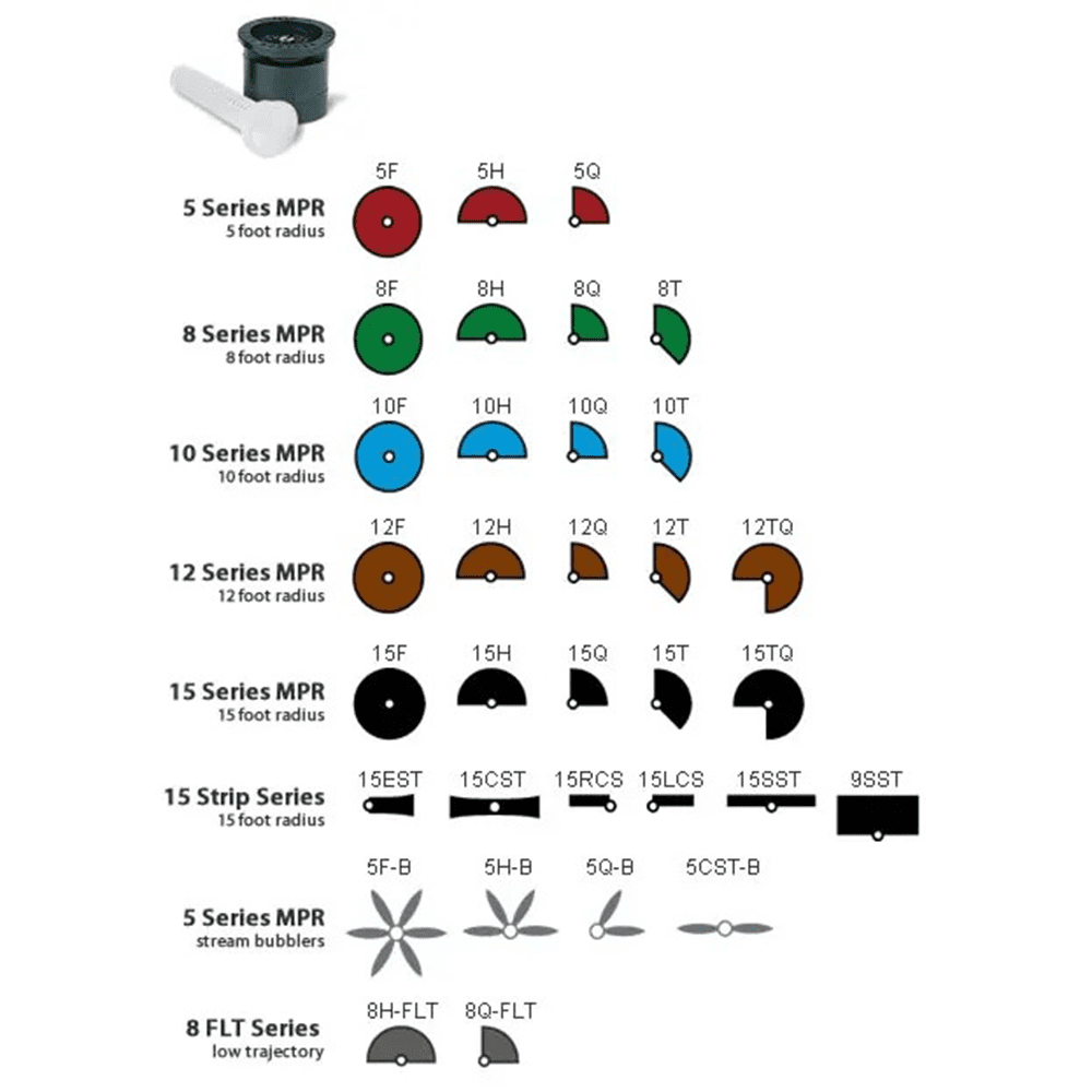 (25) Rain Bird 8H 8' Half-Circle (180°) MPR Sprinkler Nozzles for 1800 Series Heads
