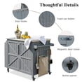 thumbnail image 3 of 42.1" Grill Cart with Side Shelf, Outdoor Kitchen Island with Storage Cabinet, Stainless Steel Top, Adjustable Shelf, and 4 Wheels for Pizza Prep, 3 of 8