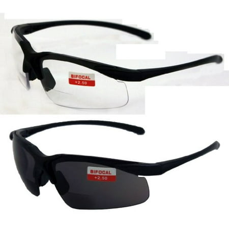 Two Pairs of Apex 2.5 Bifocal Safety Glasses, One Pair with Clear Lenses and One with Smoked