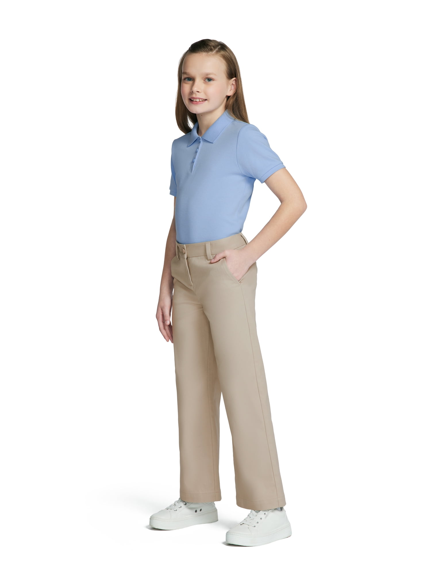 Wonder Nation Girls School Uniform Wide Leg Pants, Sizes 4-16
