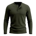 thumbnail image 5 of biudgviw Henley Shirts for Men Long Sleeve Ribbed Knit Button T-Shirt Casual Stylish Loose Fit Tops Fall Clothes Comfy Undershirts(Army Green,Small), 5 of 5