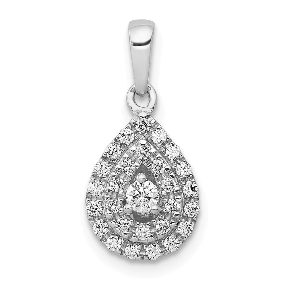 Jewelry 14k White Gold Diamond Teardrop Pendant .25 dwt