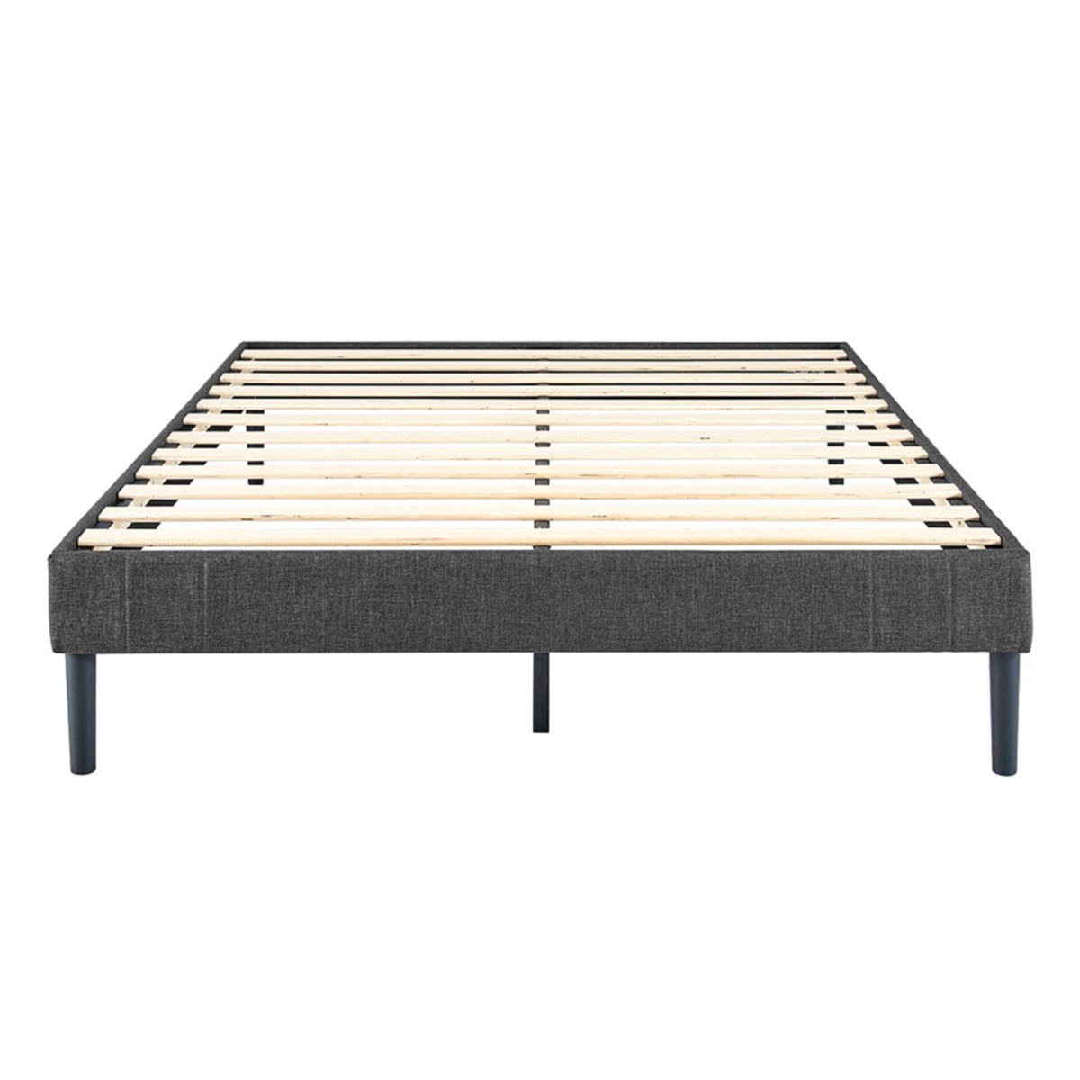 Gewnee KING Size Platform Bed Frame with Wood Slats & Center Support Leg,Under-Bed Clearance for Robot Vacuum,No Box Spring Needed.Gray