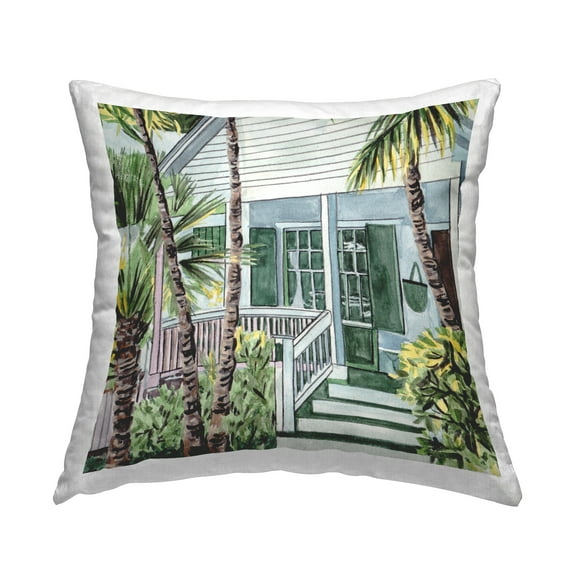 Stupell Industries Tropical Cottage Porch Decorative Printed Throw Pillow, 18 x 18