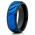 thumbnail image 2 of Silly Kings 8mm Blue Tungsten Carbide Wedding Ring Brushed Finish Tire Design Mens Band, 2 of 3