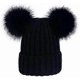 thumbnail image 1 of Women's Knitted Beanie with Double Pom Poms Autumn Winter Fashion Hat Imitation Fur Ball Cap Warm Wool Blend Korean Style, 1 of 3