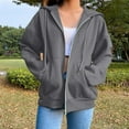 thumbnail image 3 of Gray Hoodies for Women, Polyester Zipper Hoodies for Women, M Pocket Hoodie, Women'S Zip Up Hoodies Oversized Solid Color Sweatshirt with Pocket Casual Long Sleeve Fall Jackets, 3 of 6