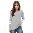 thumbnail image 2 of Kids Girls Oversized Shirts Causal Crewneck Basic Pullover Comfort Long Sleeve Striped Tee Tops 3-14 Years, 2 of 5