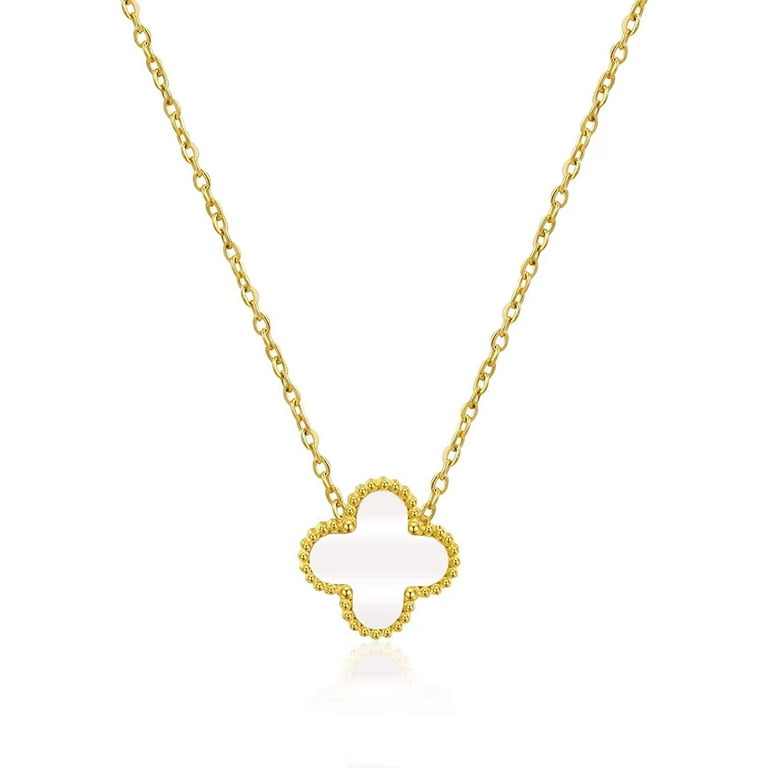 Women's Lucky Clover Floral Charms Necklace