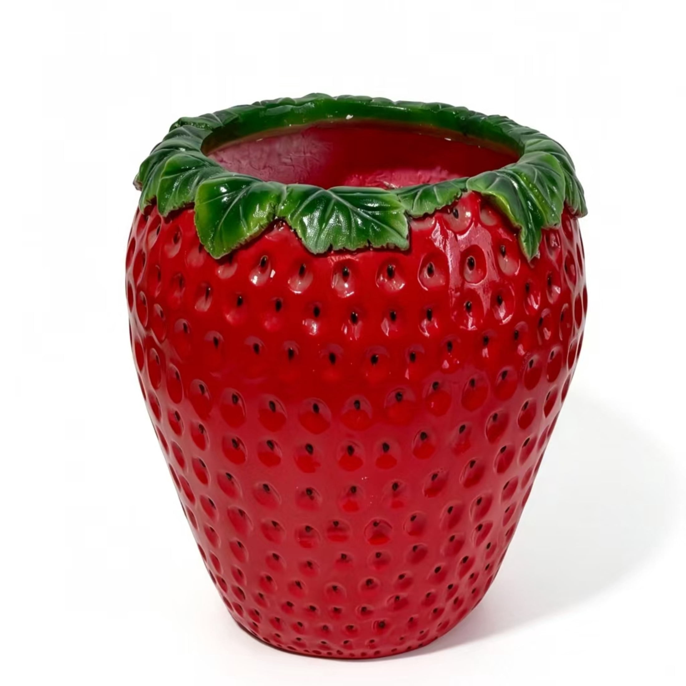 Noble House Strawberry Shaped Decorative Planter Pot & Flower Vase, Weather-Resistant Outdoor Garden Planter, Red