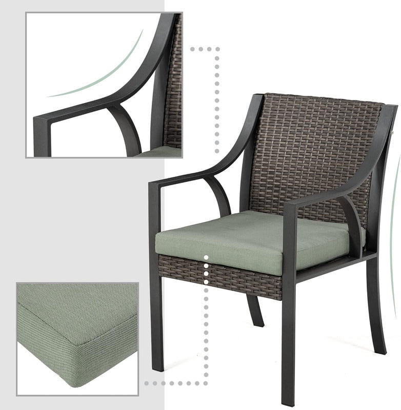 7 Piece Patio Dining Set, Outdoor Dining Set for 6, Wicker Rattan Patio Dining Furniture Set with 6 Chairs