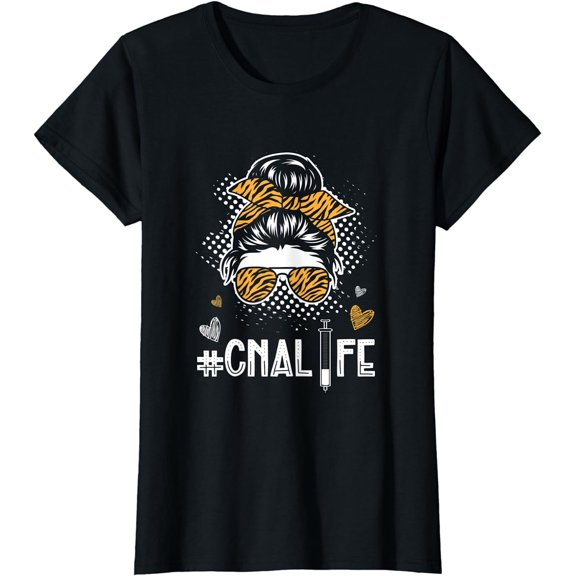 Cute Messy Bun Cna Life Certified Nursing Assistant T-Shirt