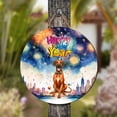 thumbnail image 4 of Happy New Year with Rhodesian Ridgeback Fireworks Holiday Xmas Winter 2025 Round Wood Sign Ridgebacks Dog Lover Gifts Hanging Wall Home Decor - 00025, 4 of 5