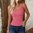 thumbnail image 4 of Roncen Women's Sleeveless Henley Tank Tops Ribbed Square Neck Button Down T Shirts Summer Slim Fit Tee Tops, 4 of 9