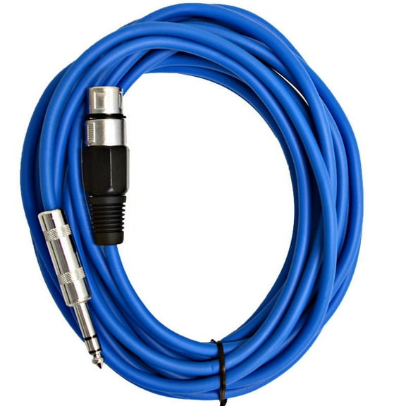 Seismic Audio  - 25 Ft Blue XLR Female to 1/4" TRS Patch Cable Snake Cords Blue - SATRXL-F25Blue
