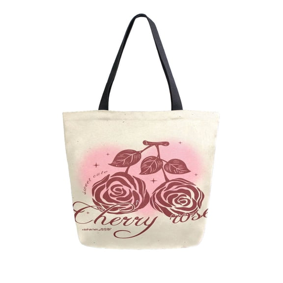 DIXRUYEE Tote Bag Women Weekender Travel Bag Shoulder Handbag Rose Script Printed