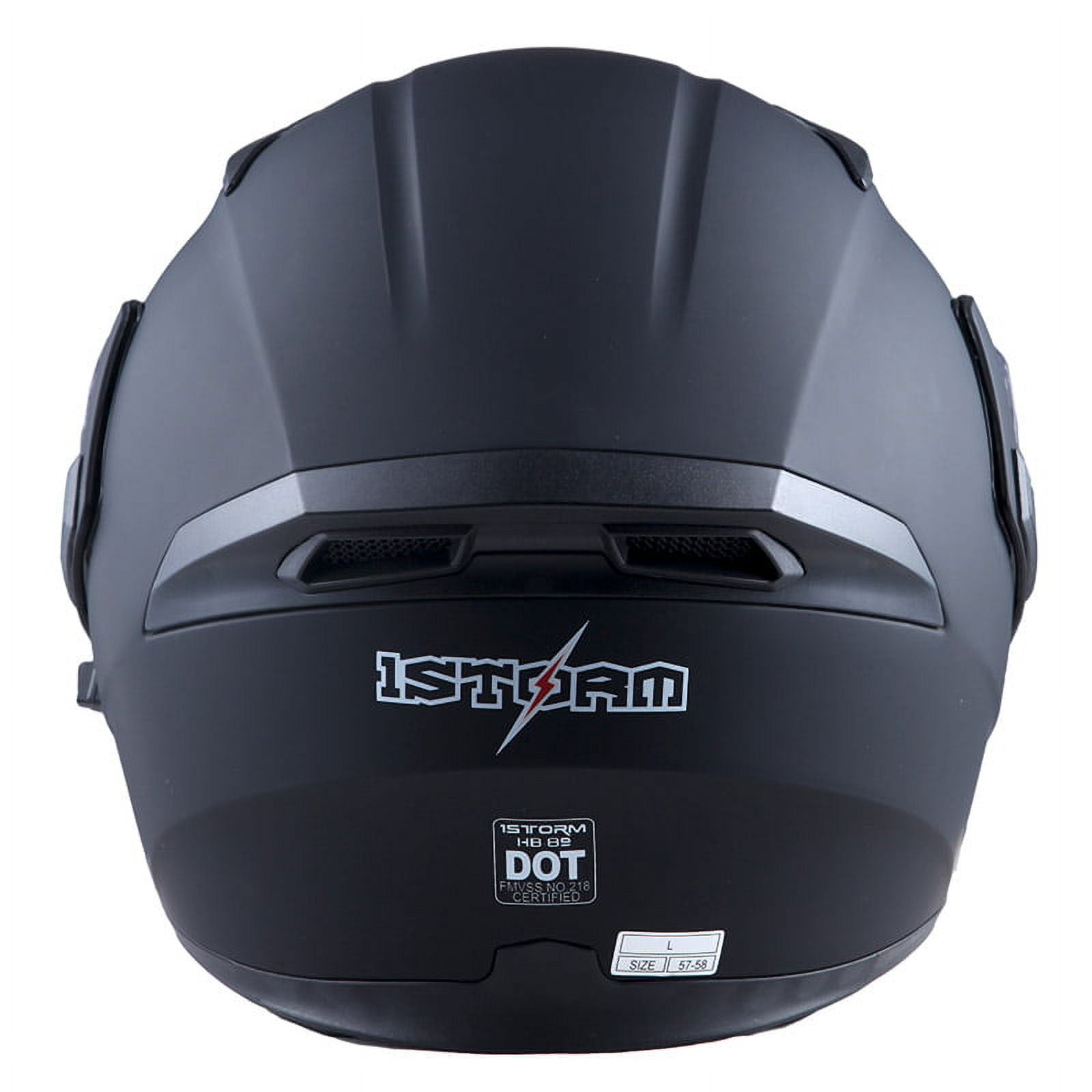 1Storm Adult Motorcycle Modular Flip up Street Bike Full Face Dual Visor Helmet HB-B89CLS Matt Black