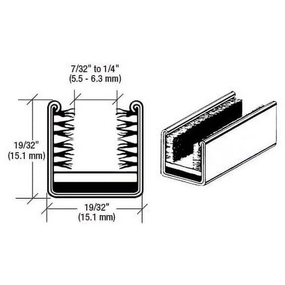CRL Y58296 Rigid 9/16" x 9/16" Marine Glass Run Channel - 96" Length