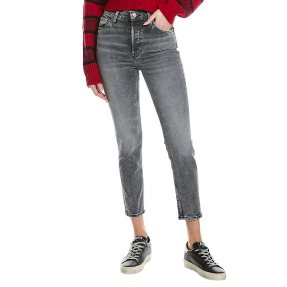 RE/DONE womens  90's High-Rise Ankle Crop Silver Fade Jean, 24, Grey