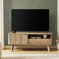 thumbnail image 4 of mopio Brooklyn Mid-Century Modern TV Stand, for TVs up to 50” / 59" Waveform Panel, Sleek Curved Profile with Adjustable Shelf and Sturdy Box Frame Leg (Golden Oak, 47"), 4 of 9