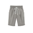 thumbnail image 3 of Babcutegg Girls Cotton Linen Casual Shorts with Pockets Summer Clothes for Kids Gray Size 4-5, 3 of 8