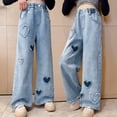 thumbnail image 3 of KVPLBQFD Girls Baggy Jeans Elastic Waist Casual Denim Pants for Kids Distressed Washed Denim Jeans Tween Trendy Loose Fit Trousers Girl Spring Summer Clothes, 3 of 10