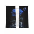 thumbnail image 2 of Sheer Curtains 63 Inches Long 2 Panels, Blue Rose Butterfly Splash on Black Rod Pocket Curtain Voile Draperies, Abstract Art Botanical Light Filtering Window Treatment for Living Room Bedroom, 2 of 8