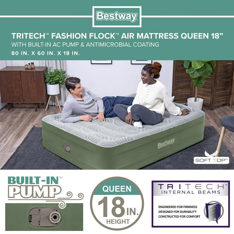 Bestway Fashion Flock Sage 18 Queen Air Mattress with Built in Pump Walmart