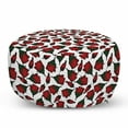 thumbnail image 1 of Roses Pouf Cover with Zipper, Flowers Petals and Buds on Plain Backdrop Valentines Day Themed Print, Soft Decorative Fabric Unstuffed Case, 30" W X 17.3" L, Vermilion Emerald White, by Ambesonne, 1 of 5