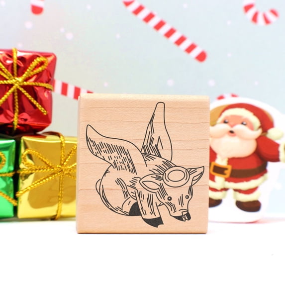 Pig Angel Art Rubber Stamp, Laser Engraved Craft Stamp on Wood Mounted Block, Size 1-3/4” x 1-3/4”, Made in USA