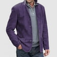thumbnail image 2 of Mens Leather Jacket Breasted Wool Over Solid Cardigan Bussiness Straight Jacket,Purple,S, 2 of 5