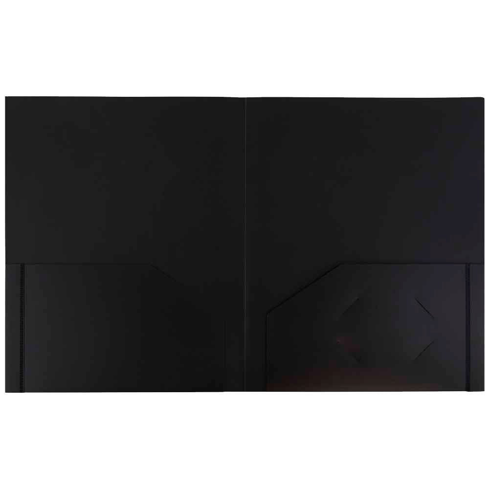 JAM Paper Heavy Duty Plastic 2 Pocket Extra Tough School Folders, Black, Bulk 144/Box