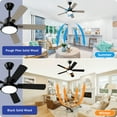 XAUJIX Ceiling Fan with Light and Remote Control, Modern Flush Mount Ceiling Fan 52 '' 6-Speed Reversible DC Motor 5 Wood Fan Blades Yellow and Black