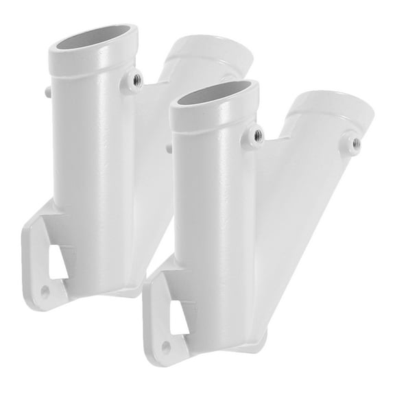OUNONA  2 Sets Flagpole Base Flags Tube with Light Solar Powered White