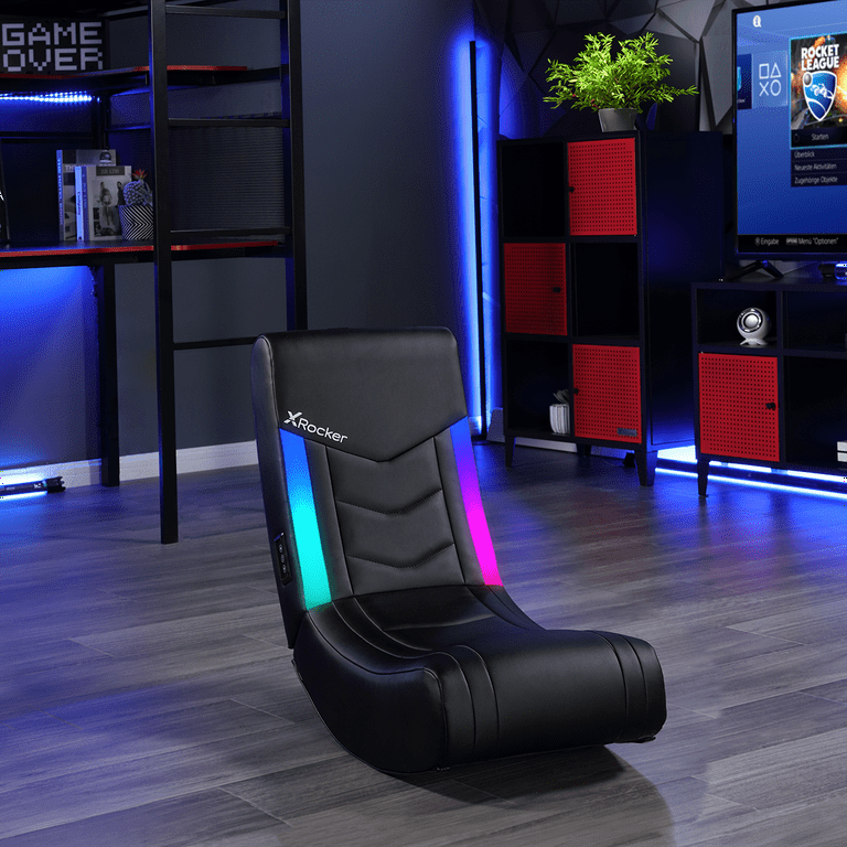 X Rocker Solo Floor Rocker Gaming Chair with RGB Lighting Black