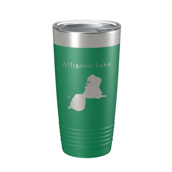 Alligator Lake Map Tumbler Travel Mug Insulated Laser Engraved Coffee Cup Osceola Kissimmee Florida 20 oz Green