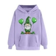 thumbnail image 3 of VBTAPA St. Patrick's Day Hoodies for Women Long Sleeve Casual Loose Pullover Tops Four Leaves Clover Shamrock 3D Printed Sweatshirts with Pocket Flash Deals of The Day Purple L, 3 of 6