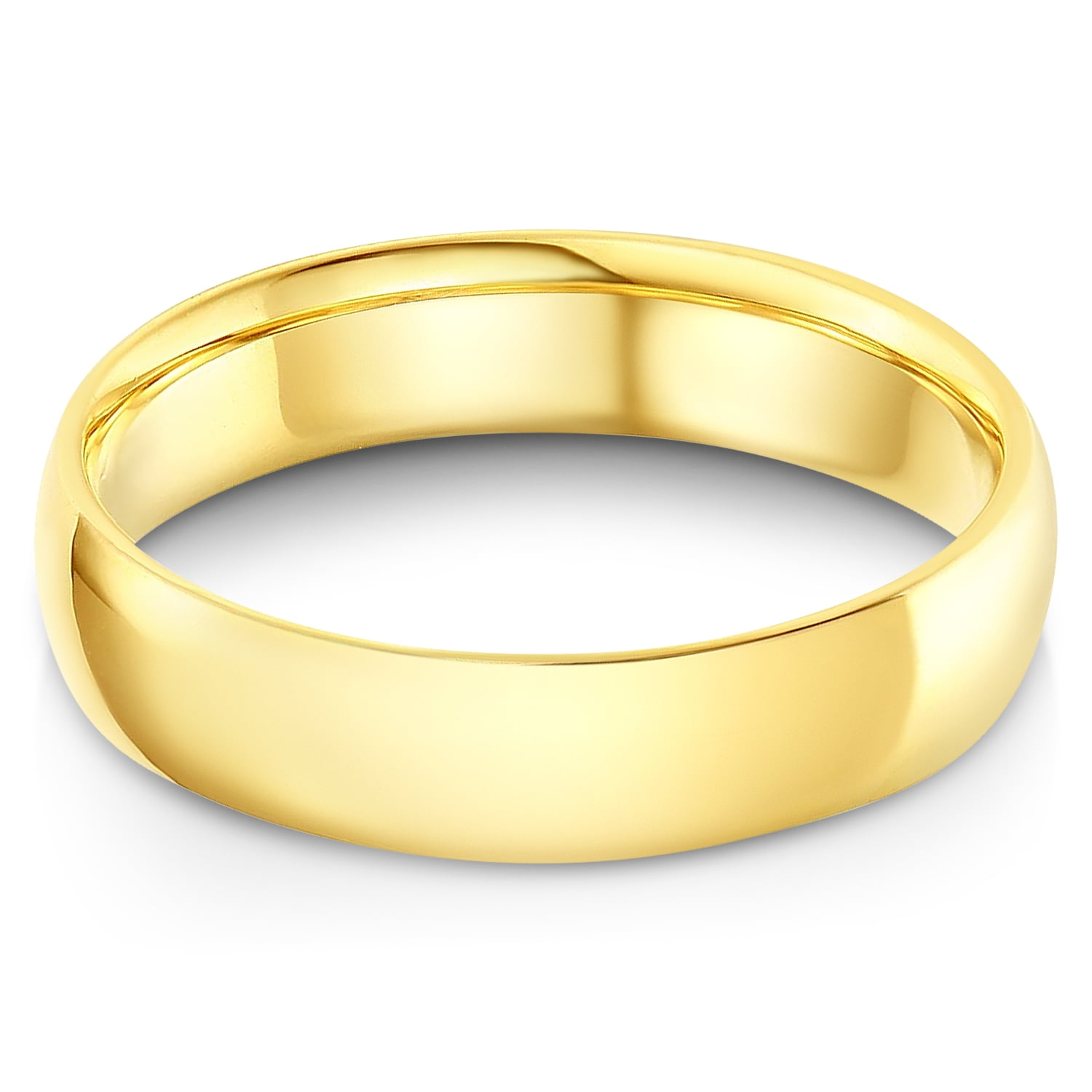 14k Solid Yellow OR White Gold 4mm Plain Standard Classic Fit Traditional Wedding Band Ring Ioka