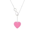 thumbnail image 2 of Delight Jewelry Acrylic 1" Hot Pink Heart Silver tone Elegant Infinity Lariat Necklace, 2 of 4