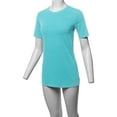 thumbnail image 5 of A2Y Women's Basic Solid Premium Cotton Short Sleeve Crew Neck T Shirt Tee Tops Milky Blue M, 5 of 6
