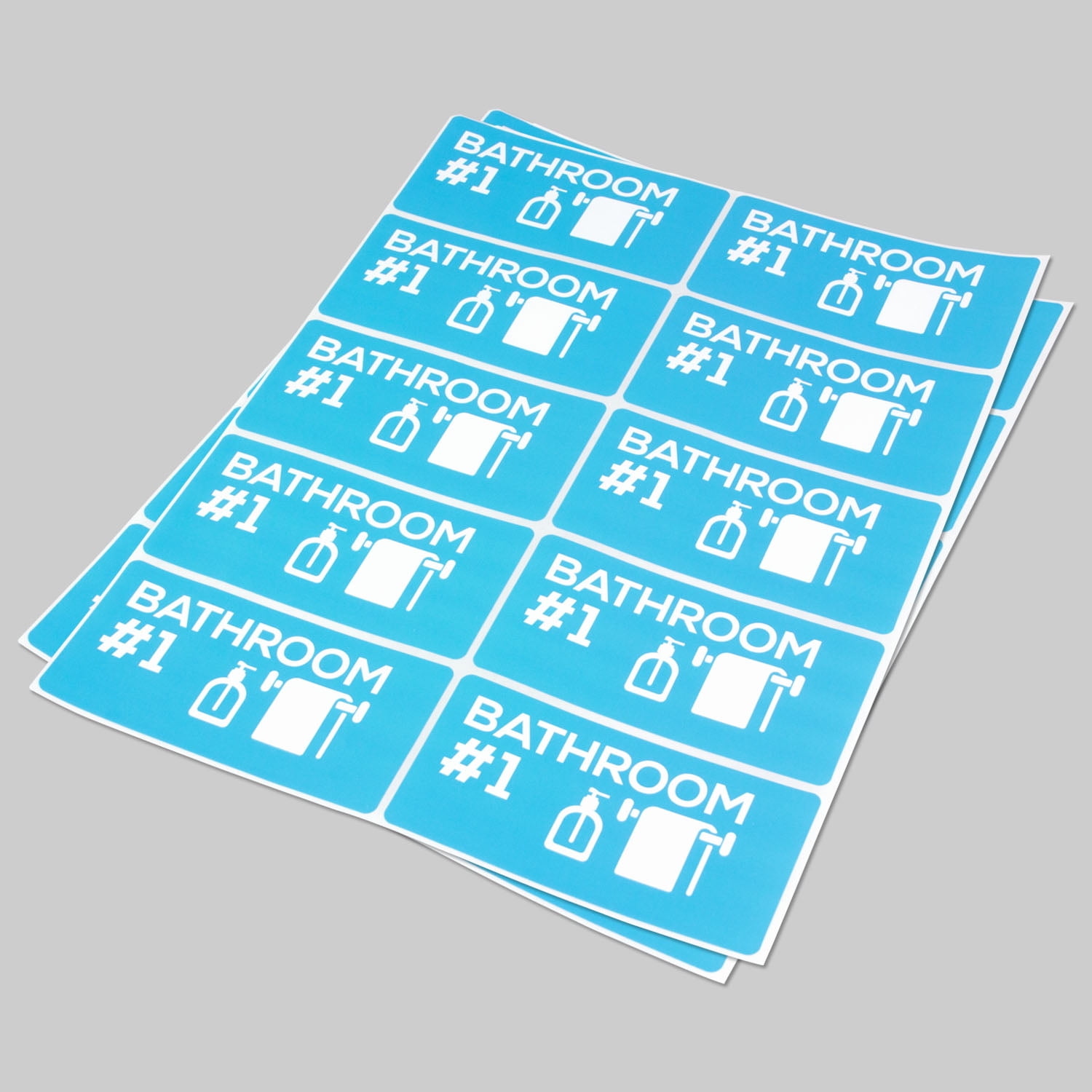 Bathroom 1 Stickers (4 x 2 inch, 10 Labels per Sheet, 60 Sheets, Light