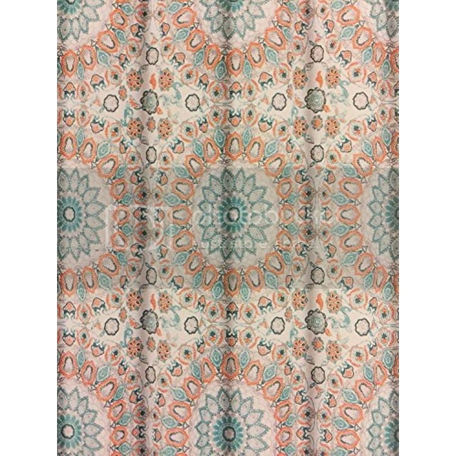 Cynthia Rowley Rideau de Douche Médaillon en Tapisserie Turquoise et Mandarine