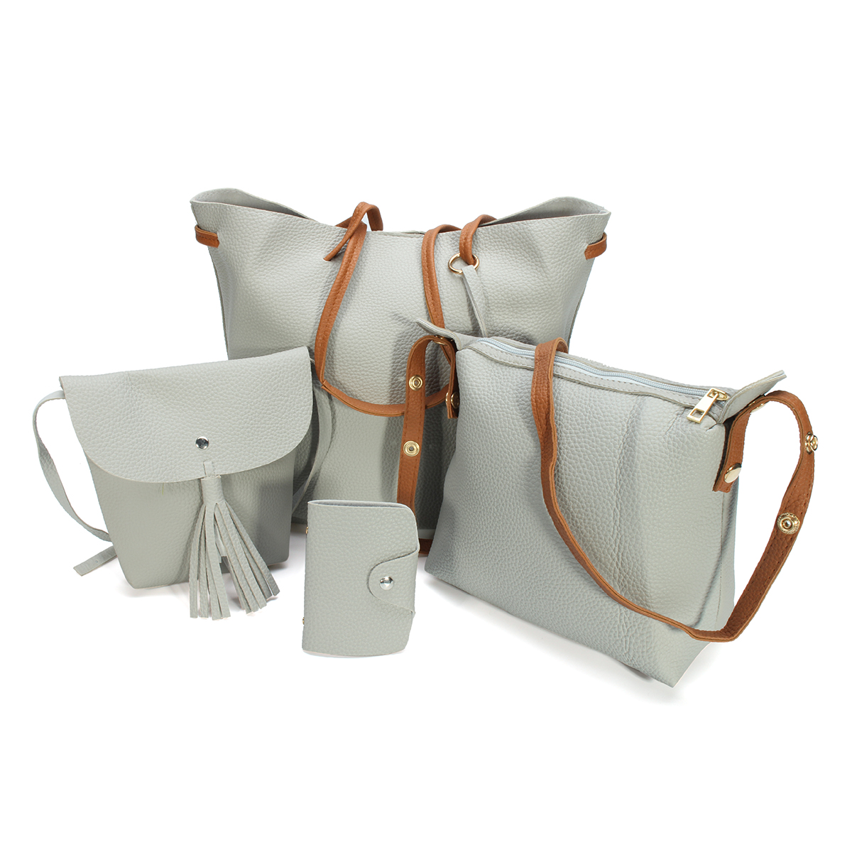 Women Lady Leather Handbag Satchel Messenger Bag 4pcs Set Shoulder Tote Purse