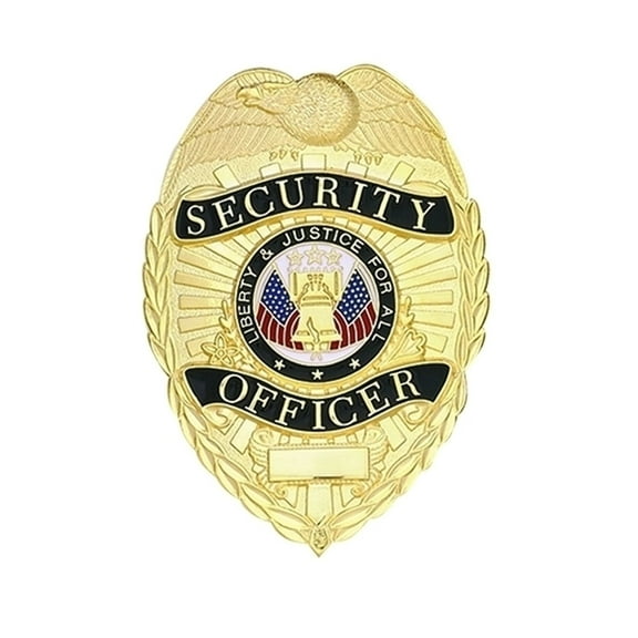 Hero’s Pride Security Officer Badge, Gold, Enameled, 5-Pc Pin, 2-1/4x3-1/8