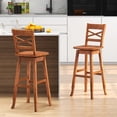 thumbnail image 4 of Costway 2 PCS 30" Bar Height Stool Rubber Wood Swivel Bar Stool with Inclined Backrest Walnut, 4 of 8