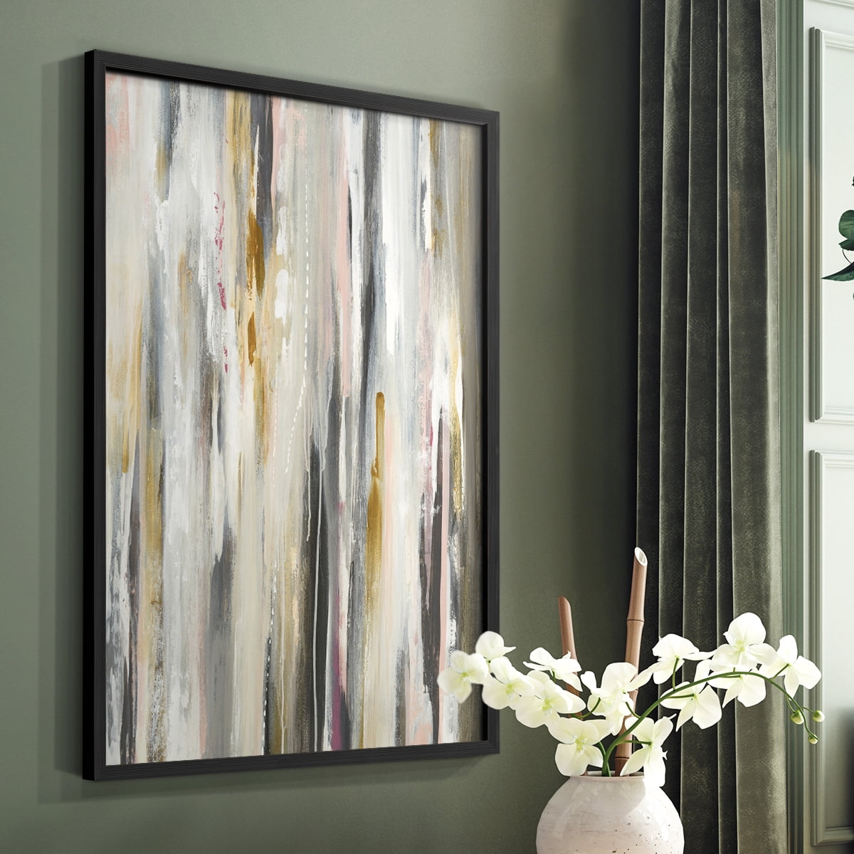 Color Ripple Framed Print in Black Solid Wood Framed Print No Nail Hanging